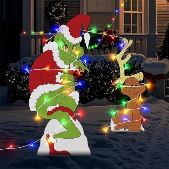 Christmas Yard Decor - 2pcs Green Gnome Christmas Yard...